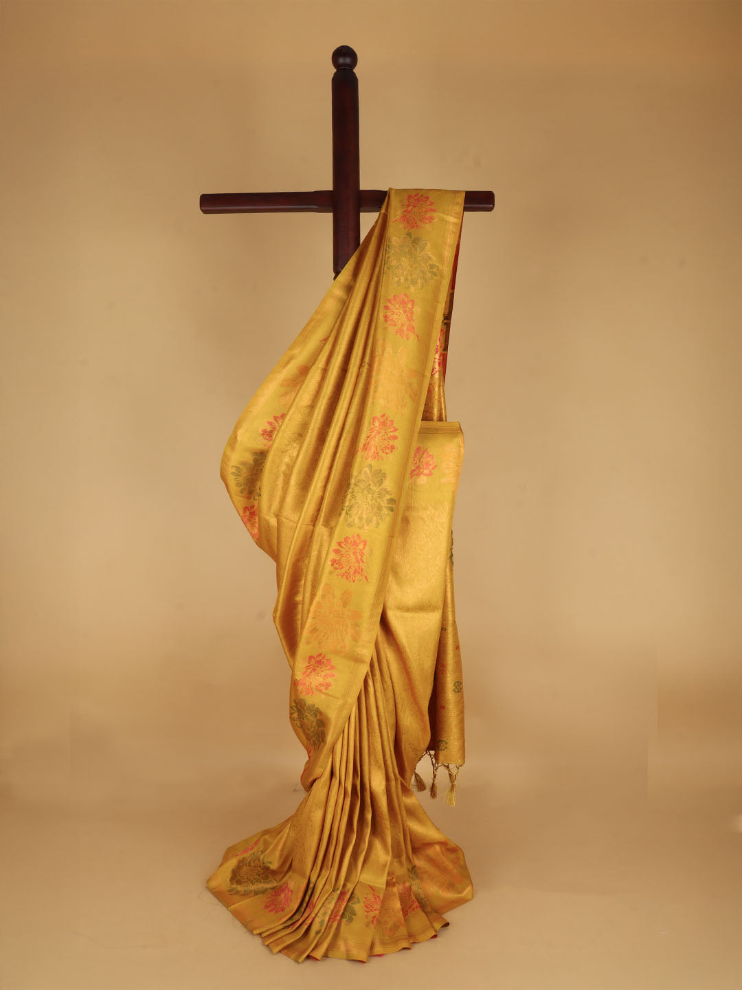 Women Golden Yellow Semi Mysore Silk Saree SS378