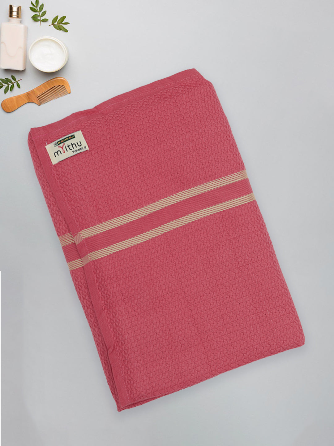 100% Cotton Self Designed Bath Towel Red Magnus MCB09