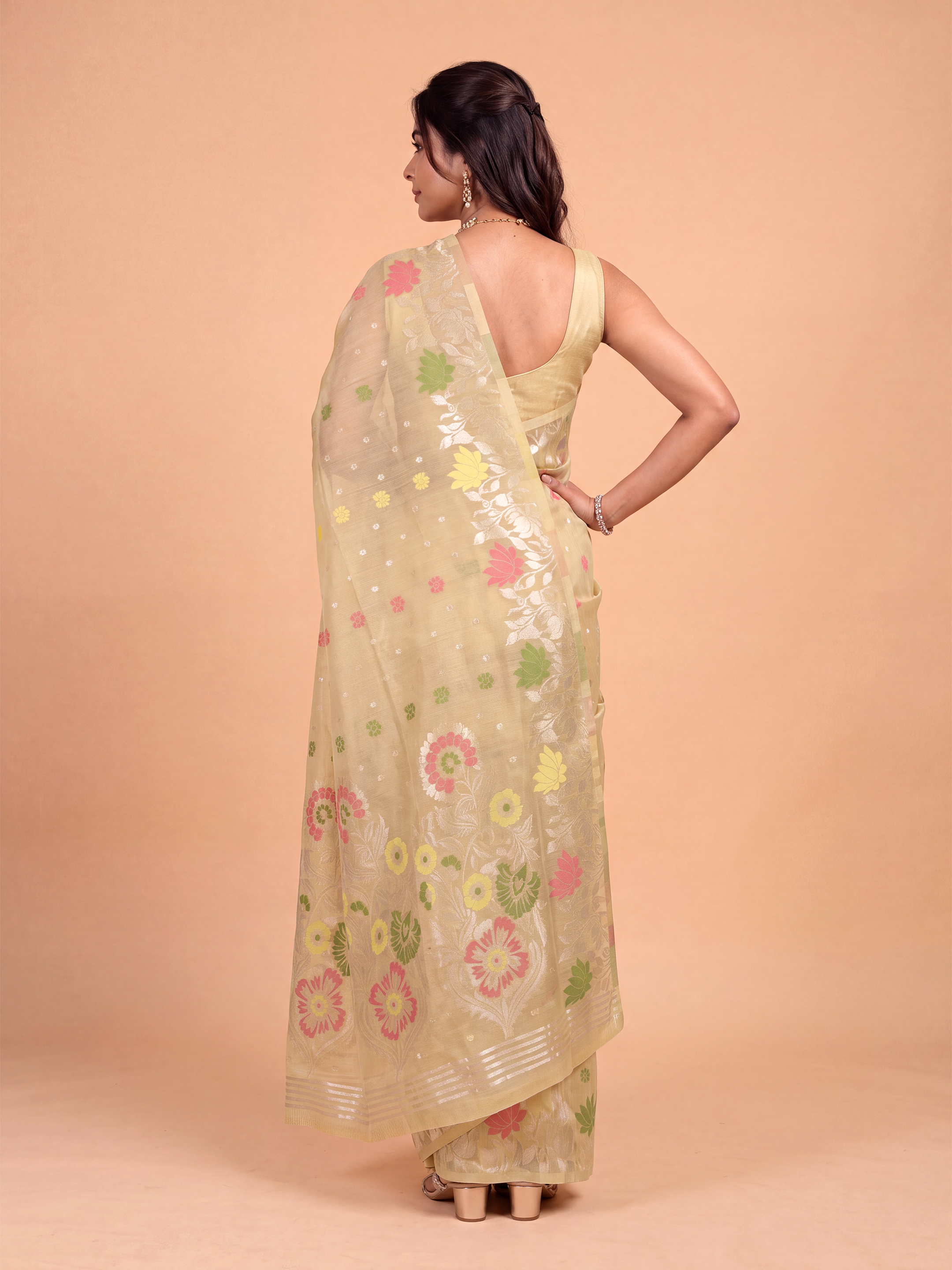 Women Sandal Spun Poly Printed Saree SP07