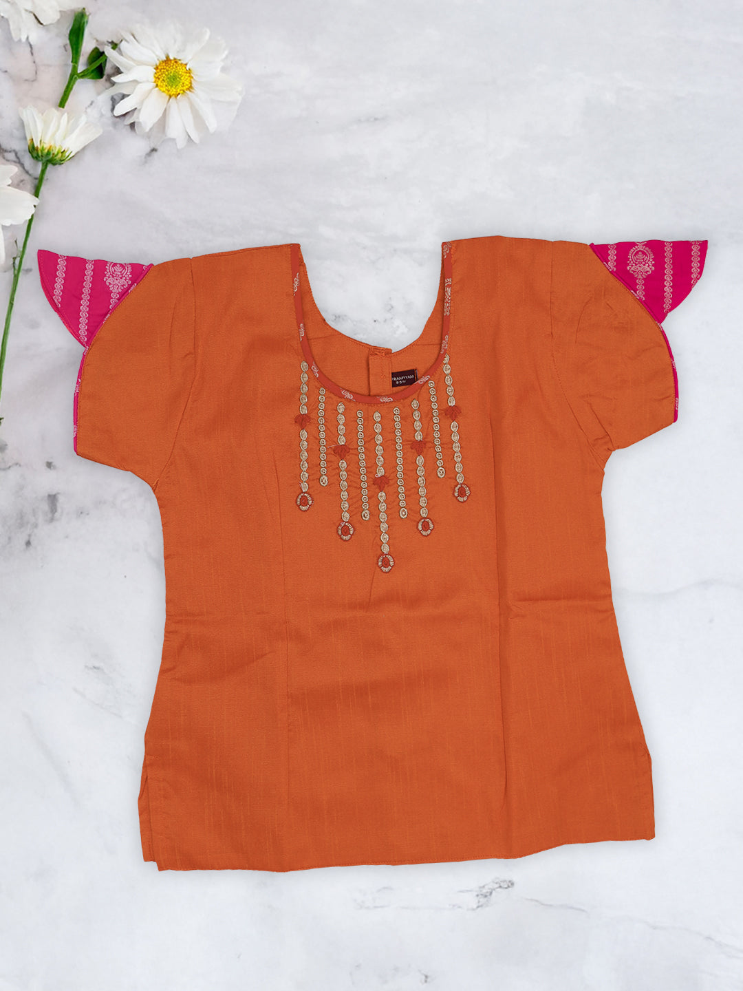 Girls Traditional Skirt Set Orange with Pink GPS27