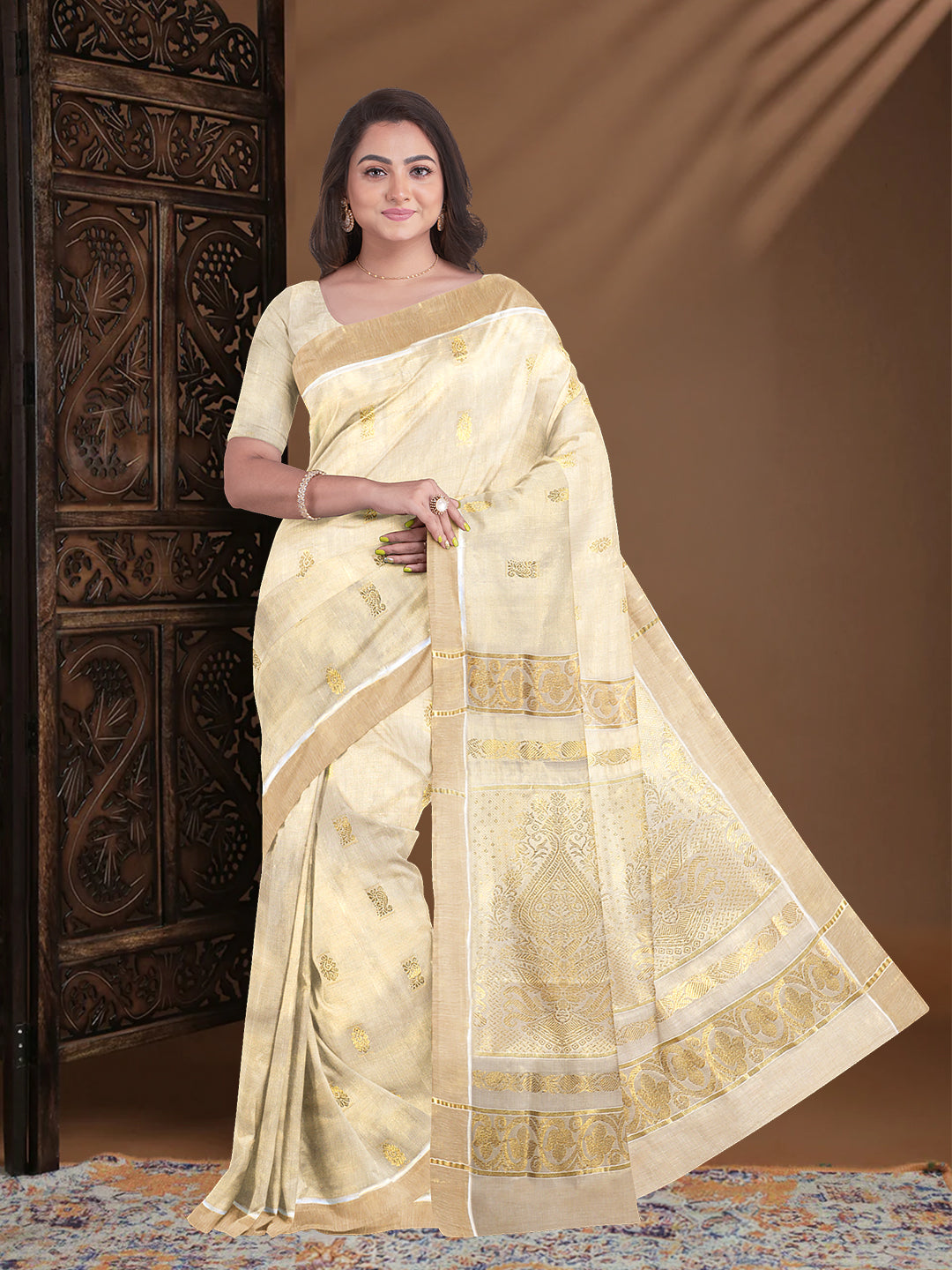 Women Kerala Tissue Gold Saree KS231