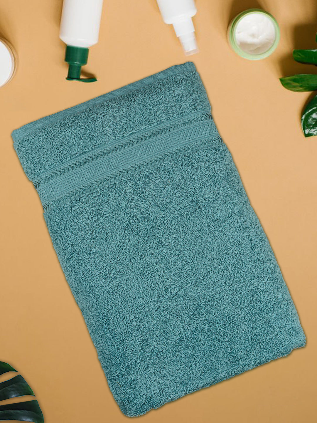 Highly Absorbent & Quick Dry Cotton Bamboo Terry Towel Set – Blue Hand, Face & Bath Towels (Pack of 3)