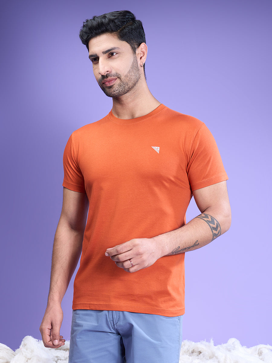 Mens 100% Cotton Orange Half Sleeves Expert Tee