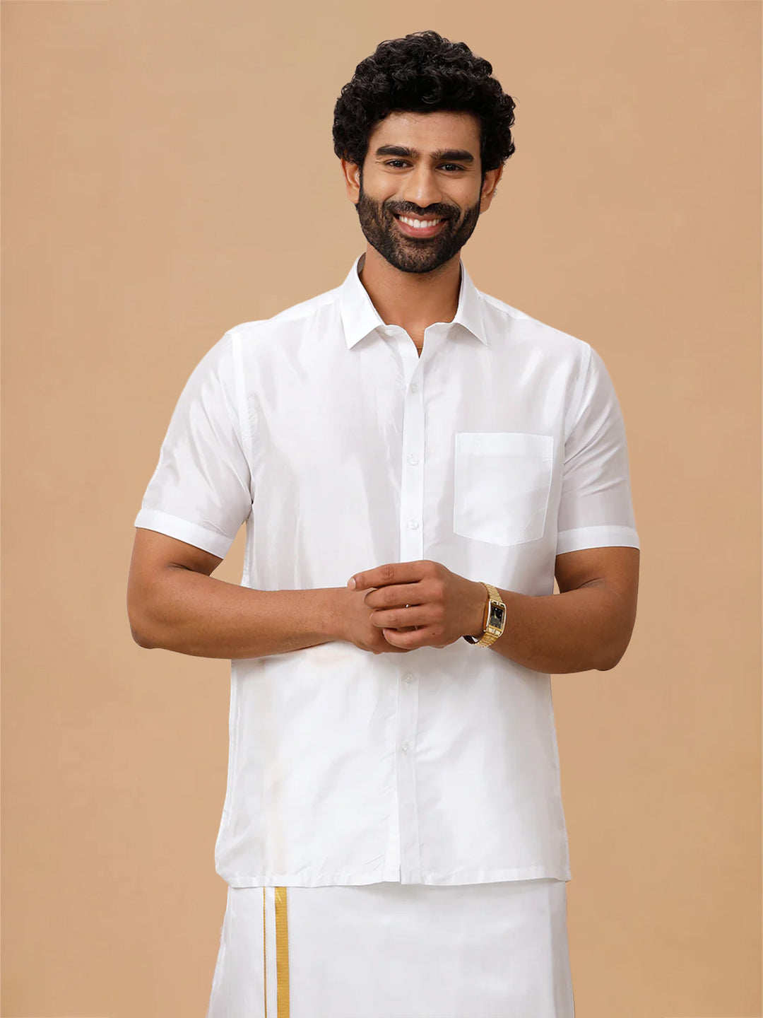 Pure Silk White Shirt – Silk Mark Certified | Wedding Wear
