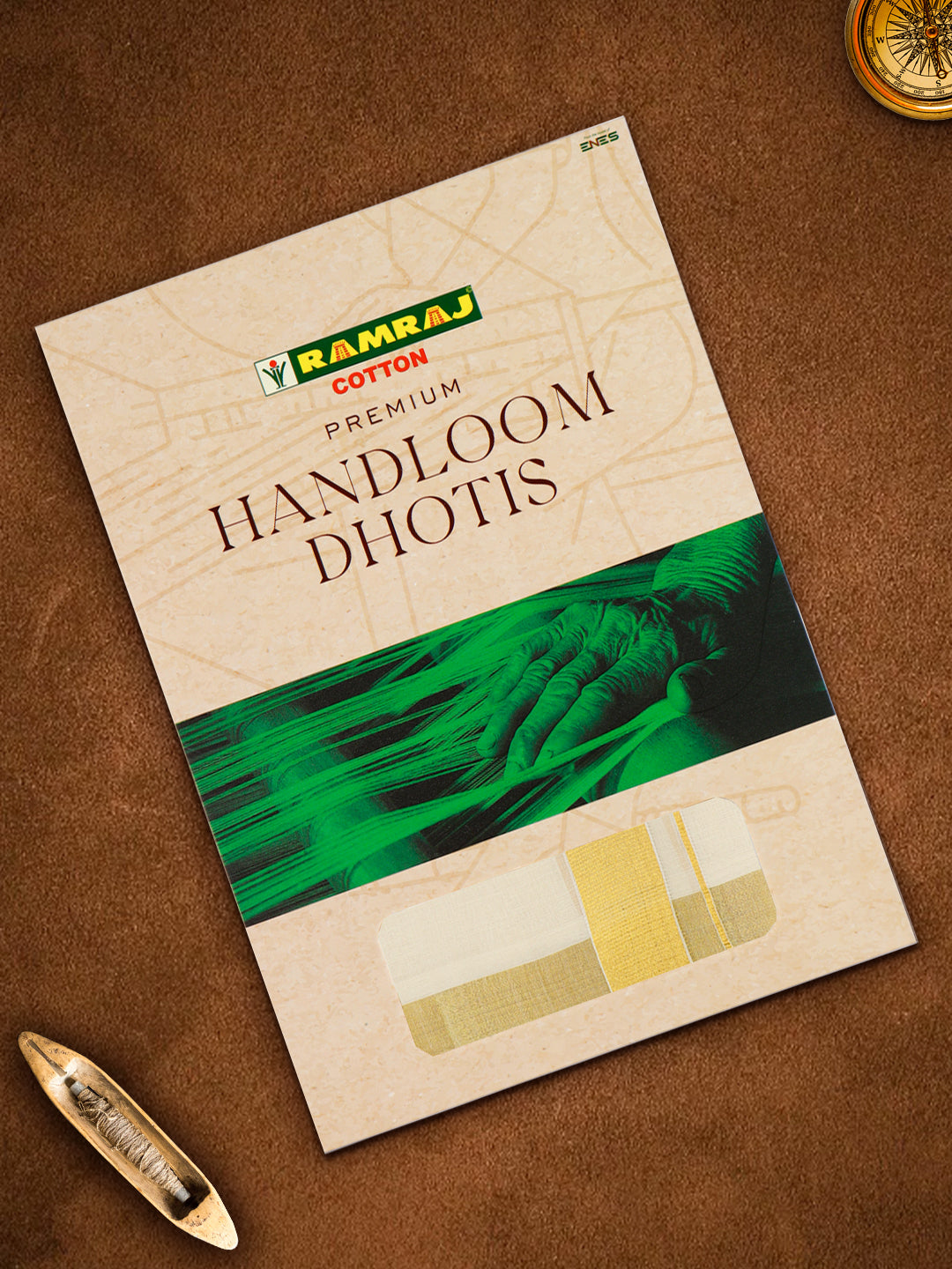 Men Premium Handloom Cream Dhoti with Jari Border HLM65