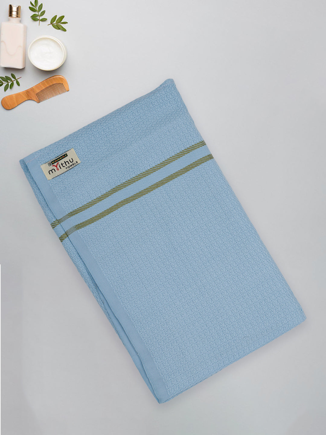 100% Cotton Self Designed Bath Towel Light Blue Magnus MCS05