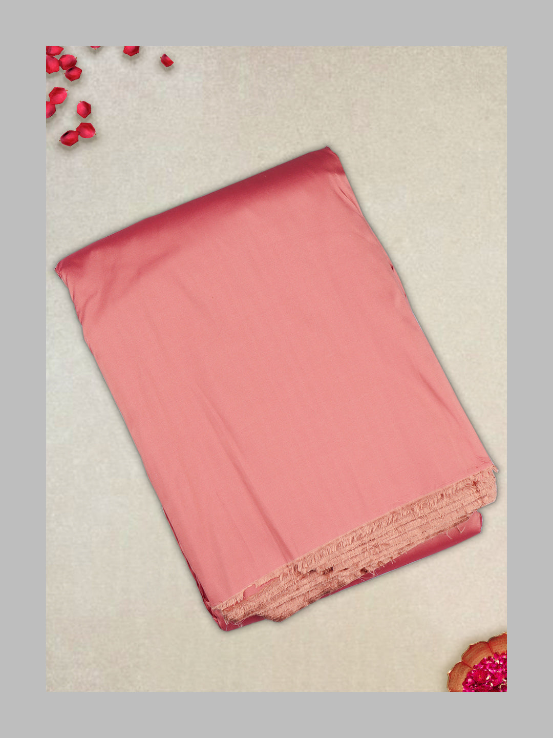 100% Silk Slubless Dupion Mens Shirting Fabric-Rose Dawn Colour