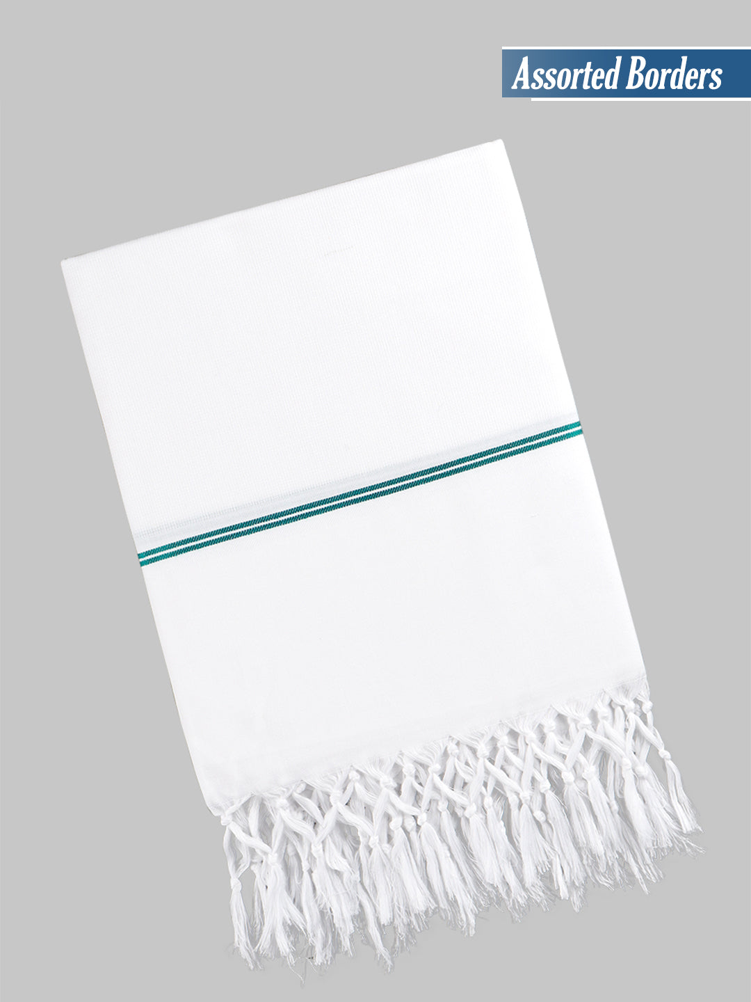 Super Fine Cotton White with Assorted Colour Border Bath Towel | 0.75m x 1.85m