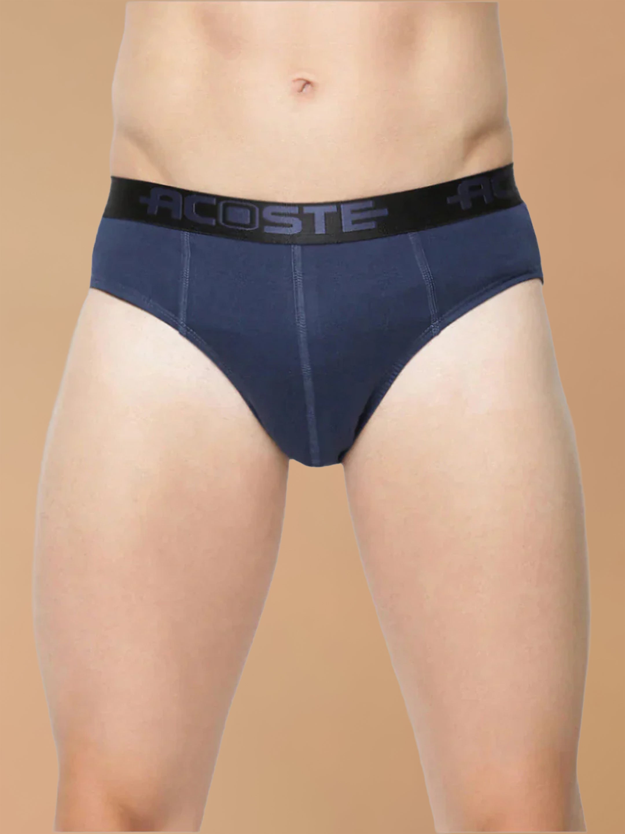 100% Combed Cotton Rib Assorted Colour Outer Elastic Brief Plus Size Acoste (Pack of 2)