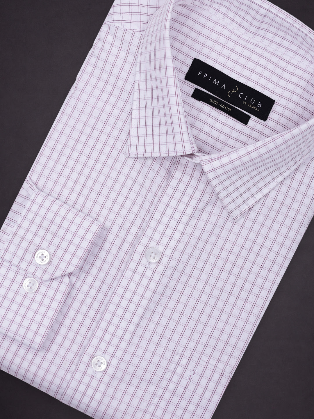 Prima Club Premium Cotton Dobby White Purple Checked Regular Fit Shirt SRBP3