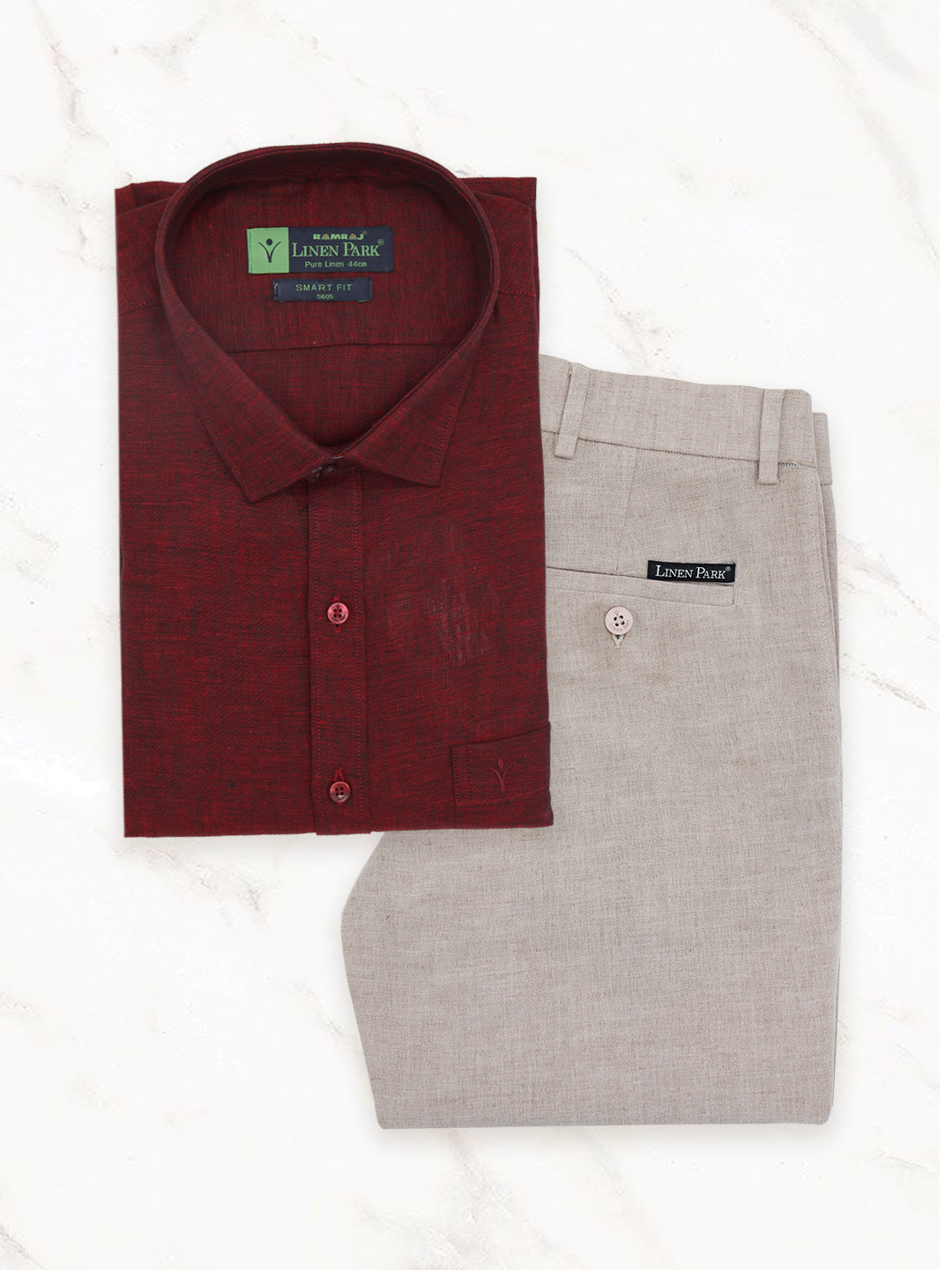 Mens Pure Linen Shirt and Linen Cotton Pant Combo L30