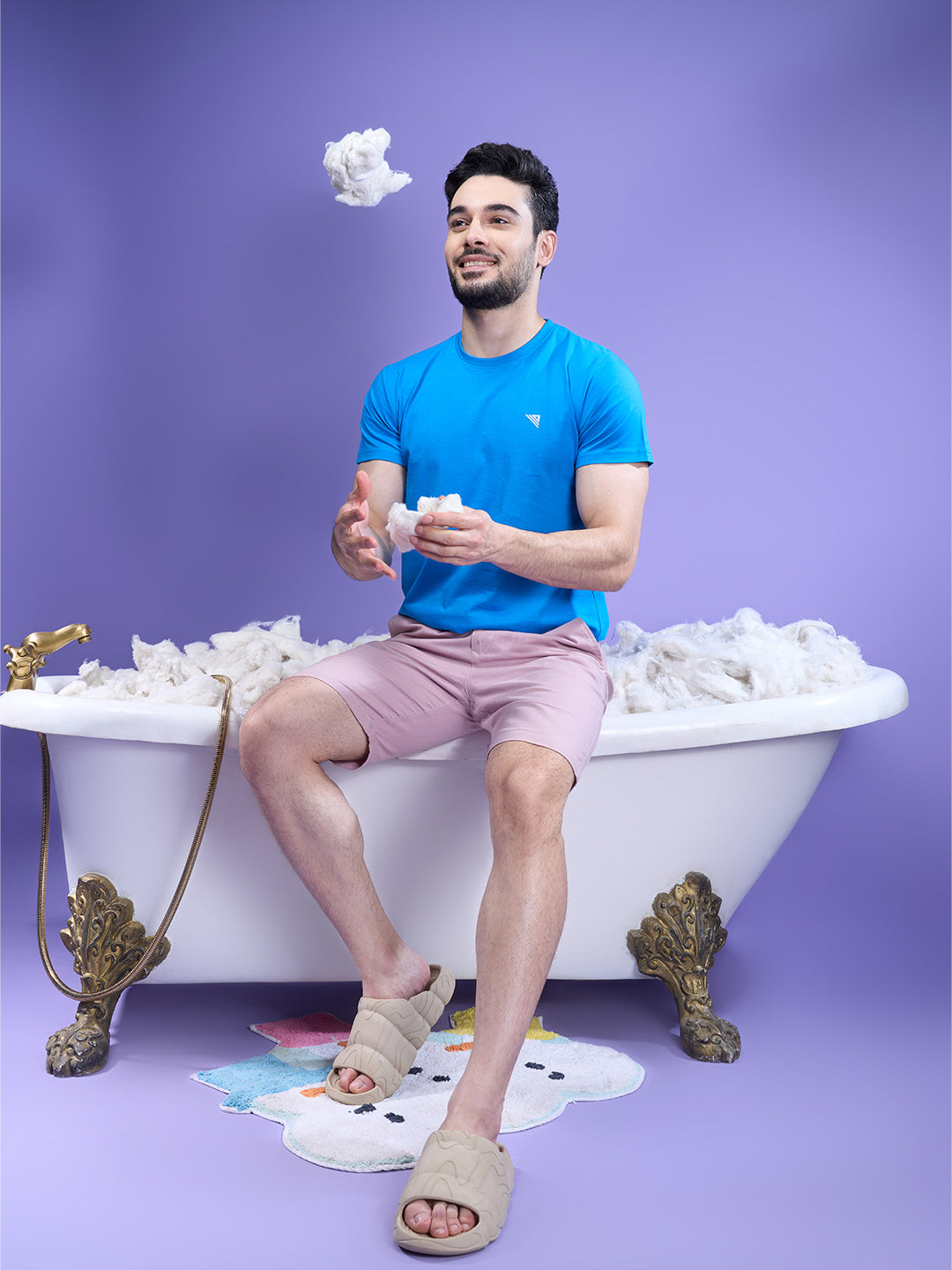 Men 100% Cotton Smart Fit Expert Tee Blue ET18