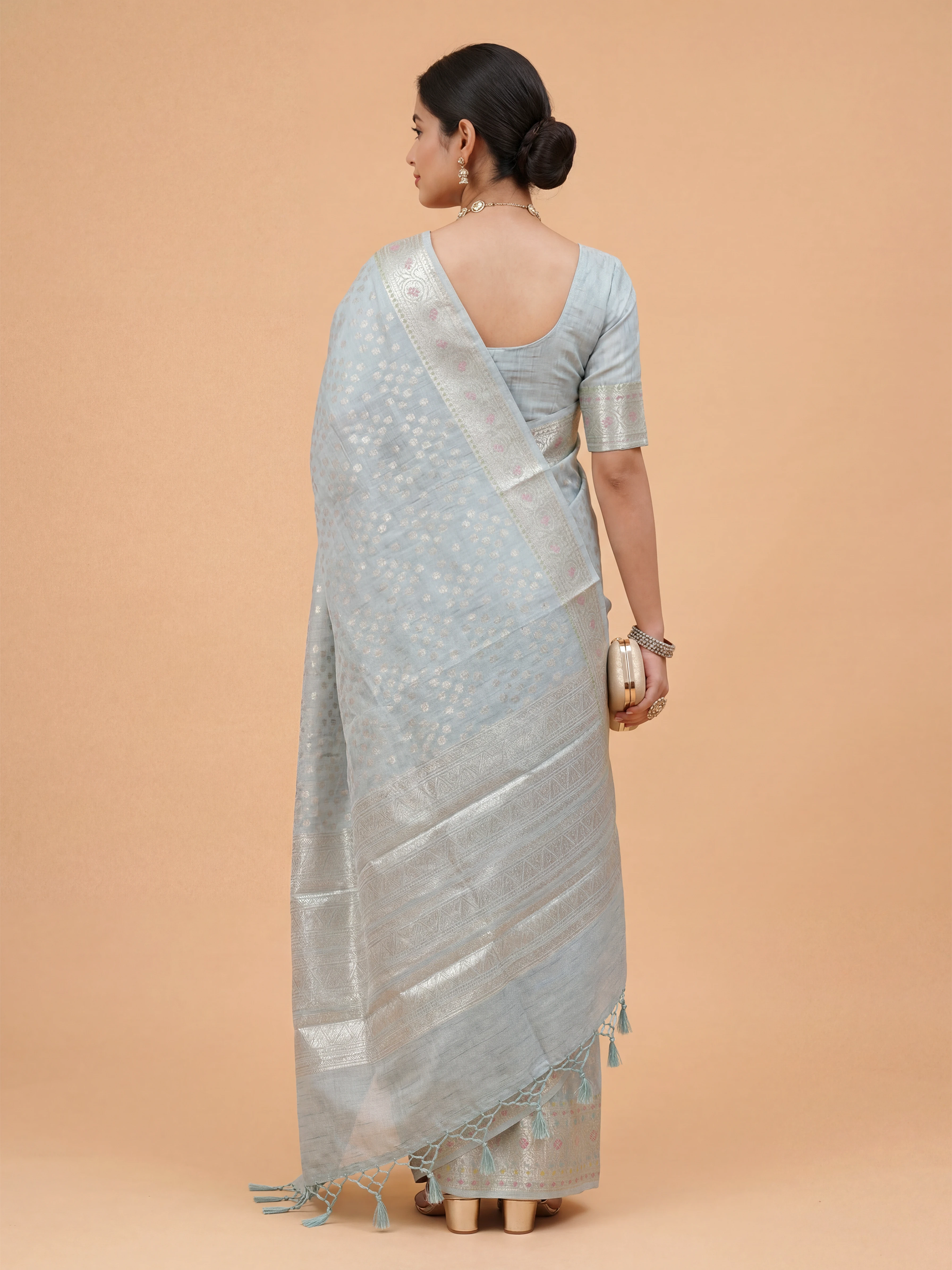 Women Tissue Blue Saree TS66