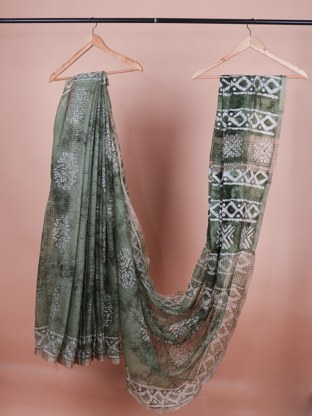 Women Green Fancy Cotton Saree SS364