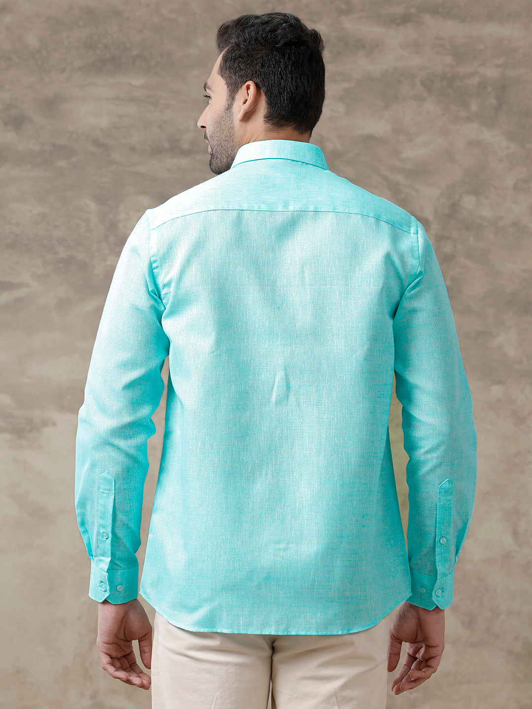 Men Cotton Blend Shirt Sky Blue T3 CV10