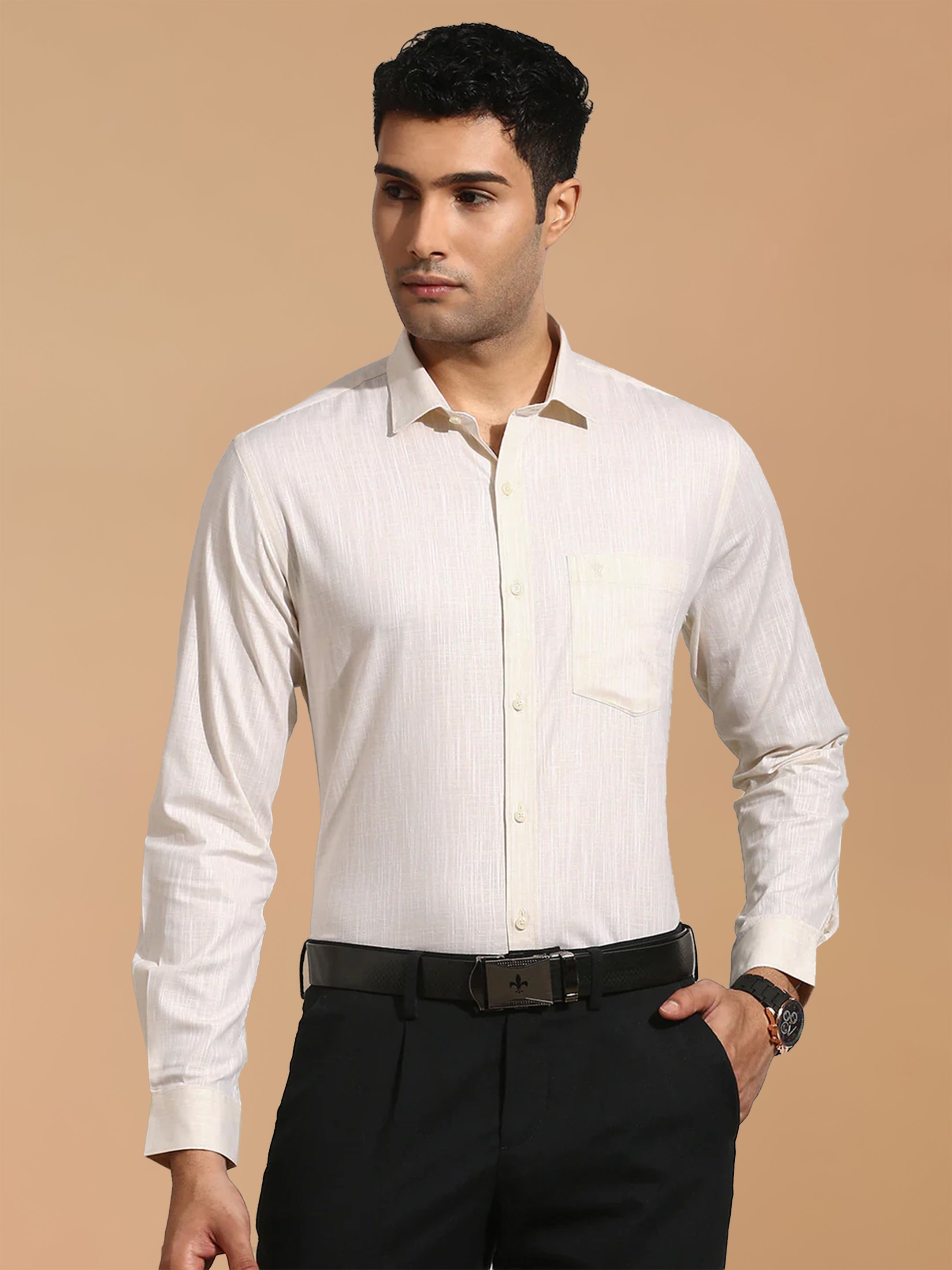 100% Cotton Cream Smart Fit Shirt CL2 GT36