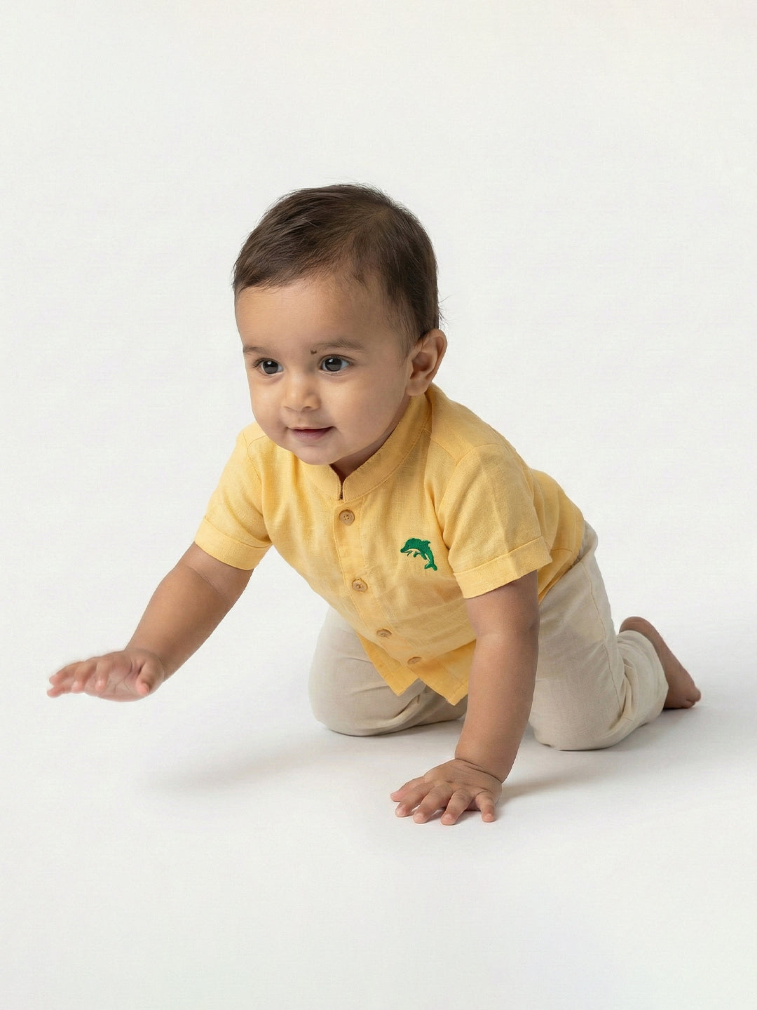 Born Baby Shirt with Pant and Panchakacham Set Yellow G18