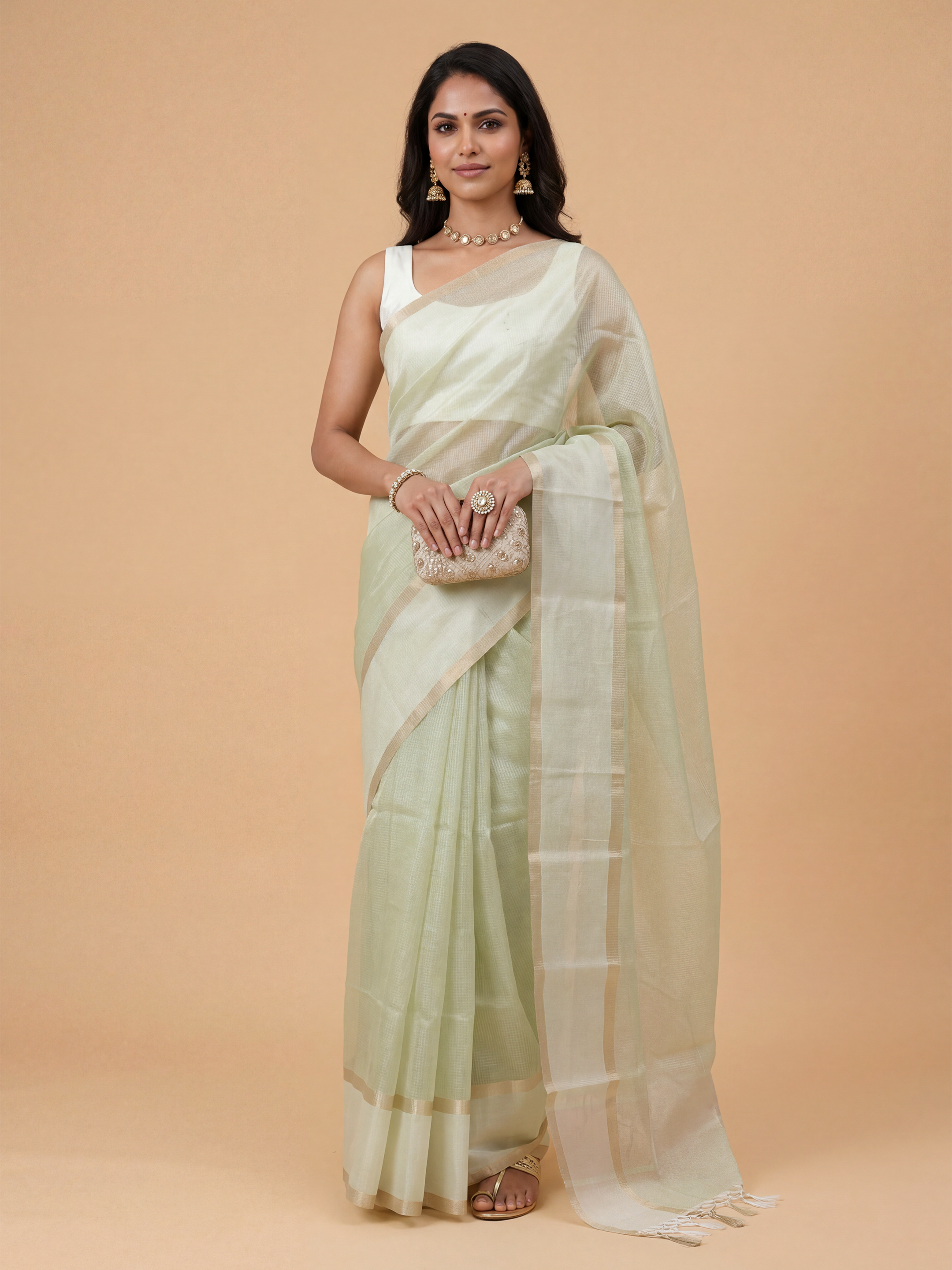 Women Art Silk Pista Green Saree ASS132