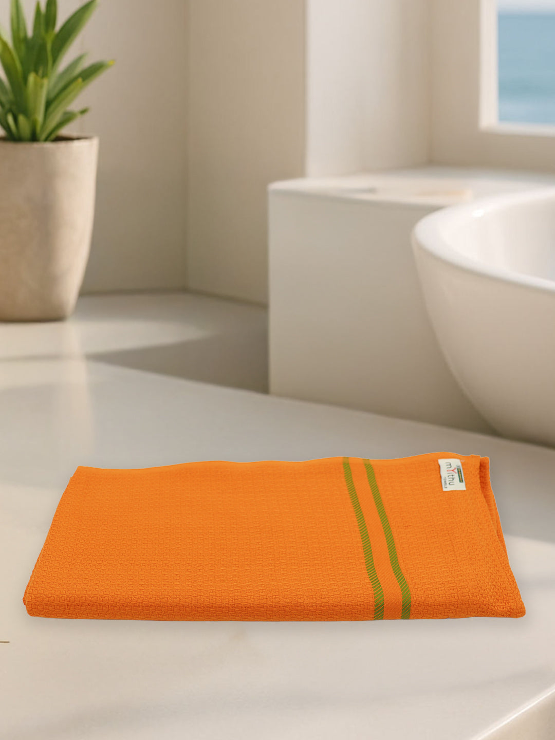 100% Cotton Self Designed Bath Towel Orange Magnus MCS02