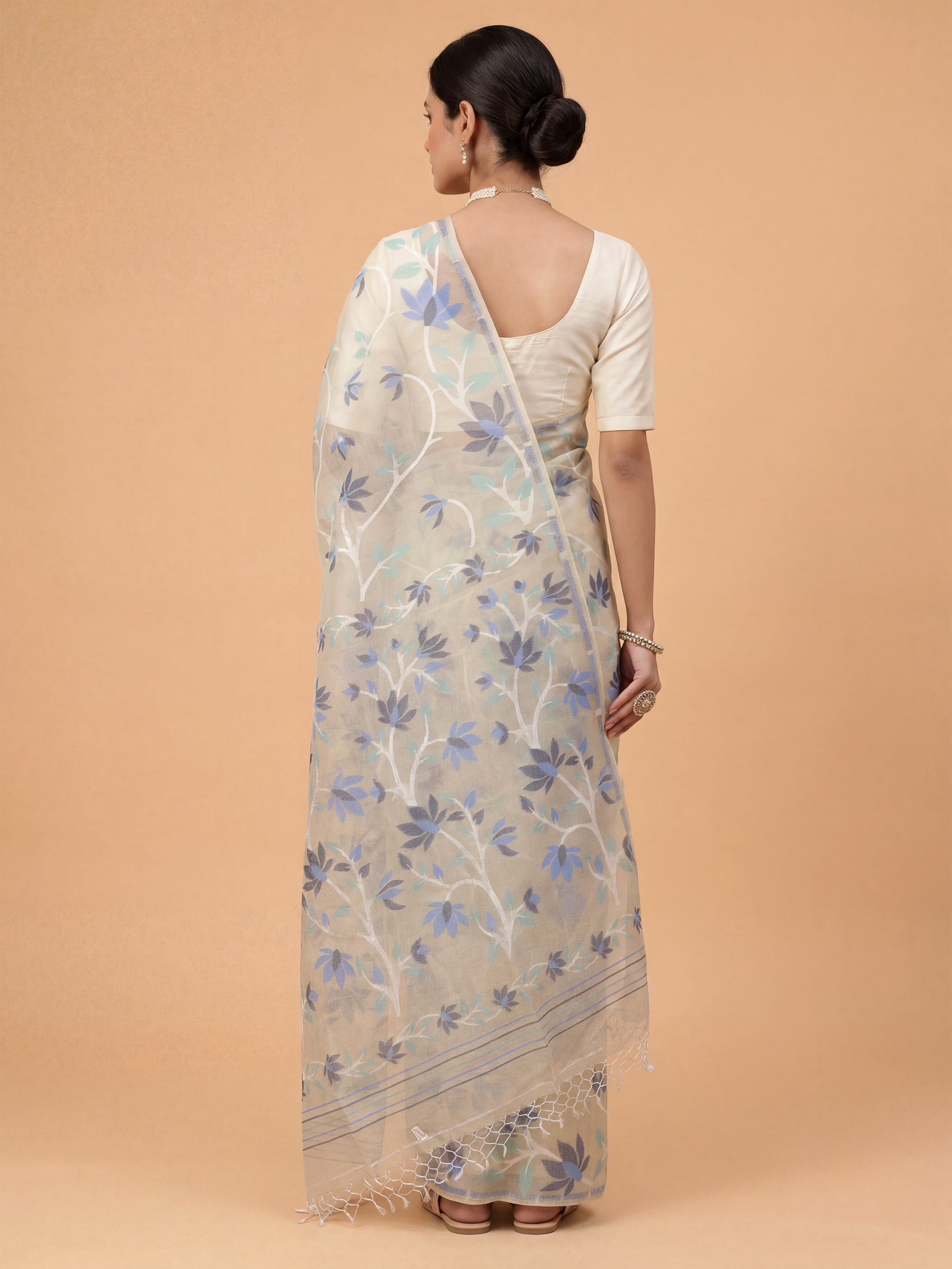 Women Semi Linen Printed Sandal Saree SL249