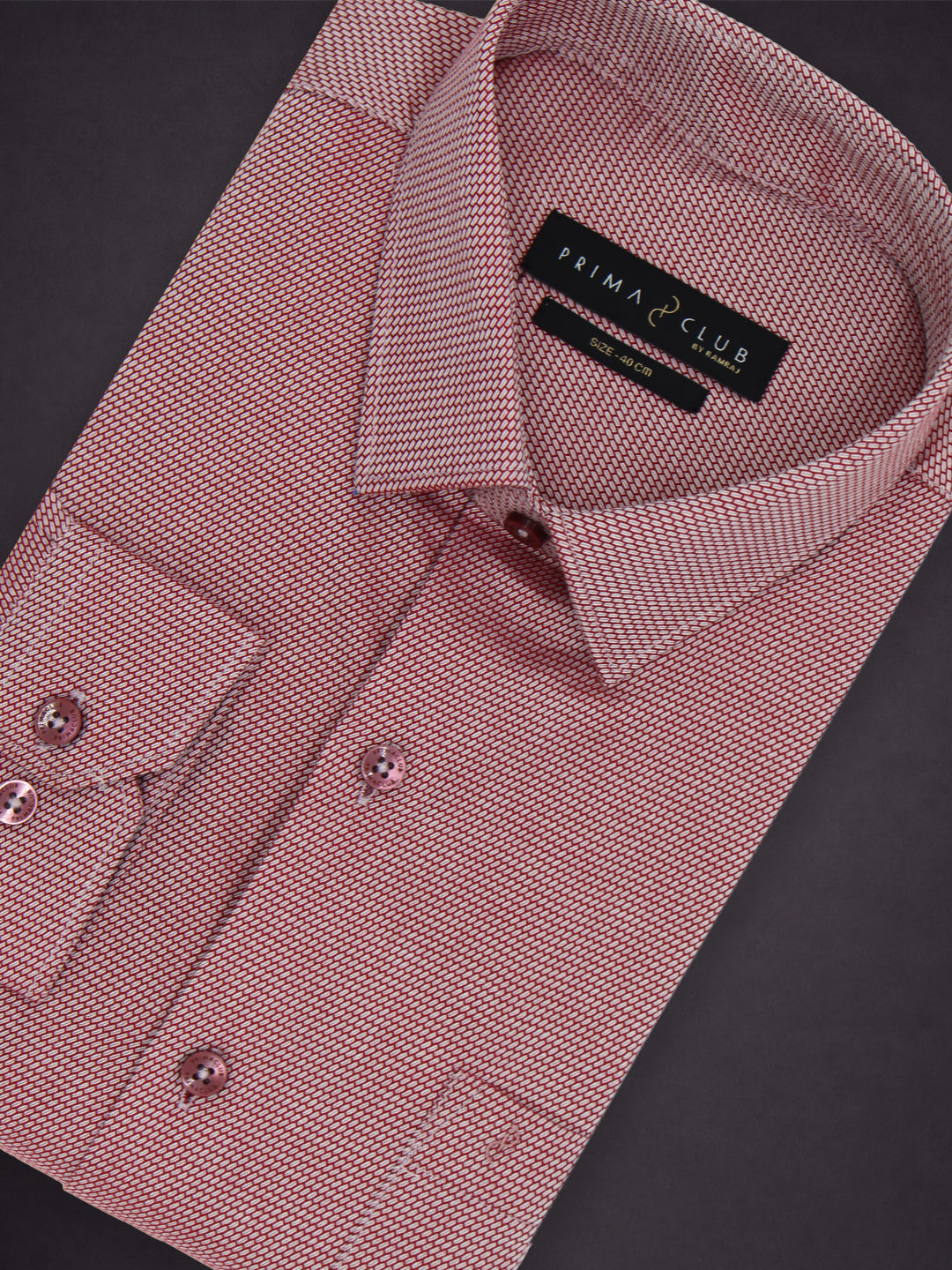 Prima Club Premium Cotton Dobby Pink Red Regular Fit Shirt SRBD1