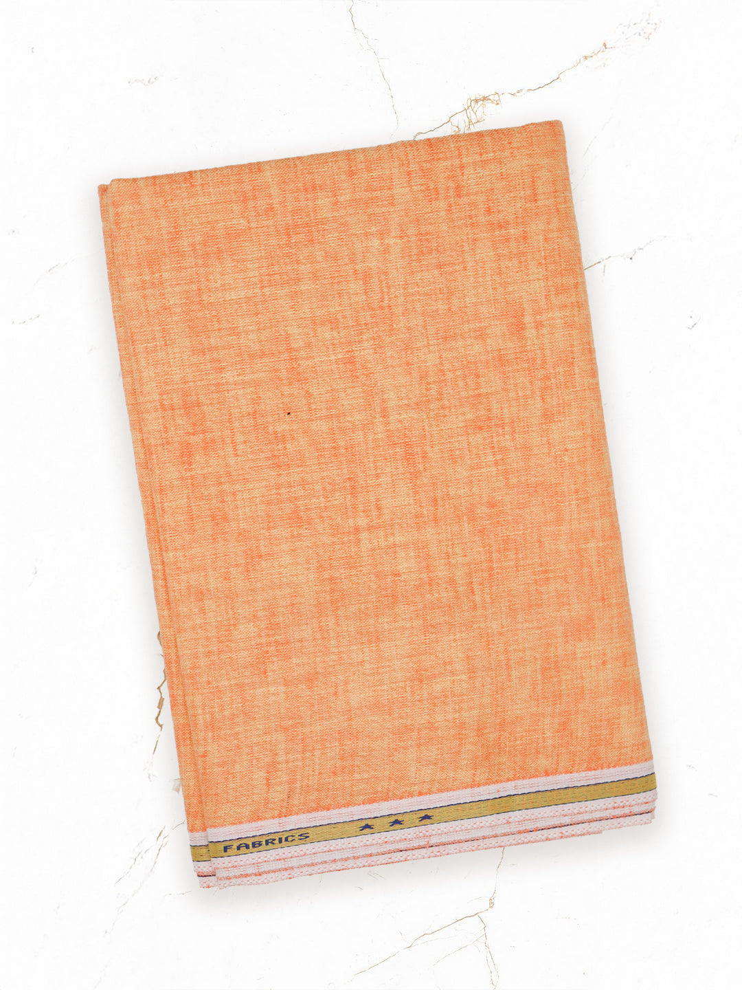 Men Cotton Blend Self Design Kurta Fabric Orange Lampus