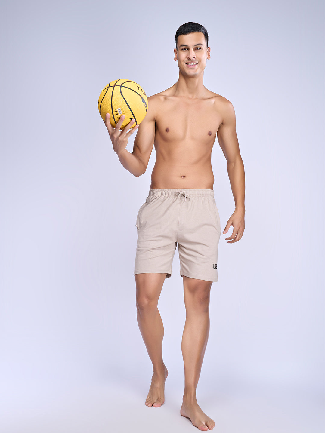Men Combed Cotton Rich Agile Shorts Beige AGS6