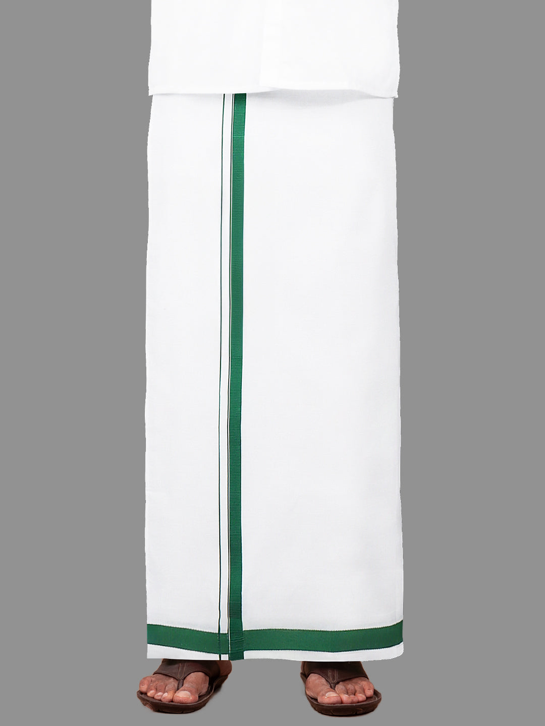 Men 100% Cotton Single Layer Dhoti with Assorted Border Image