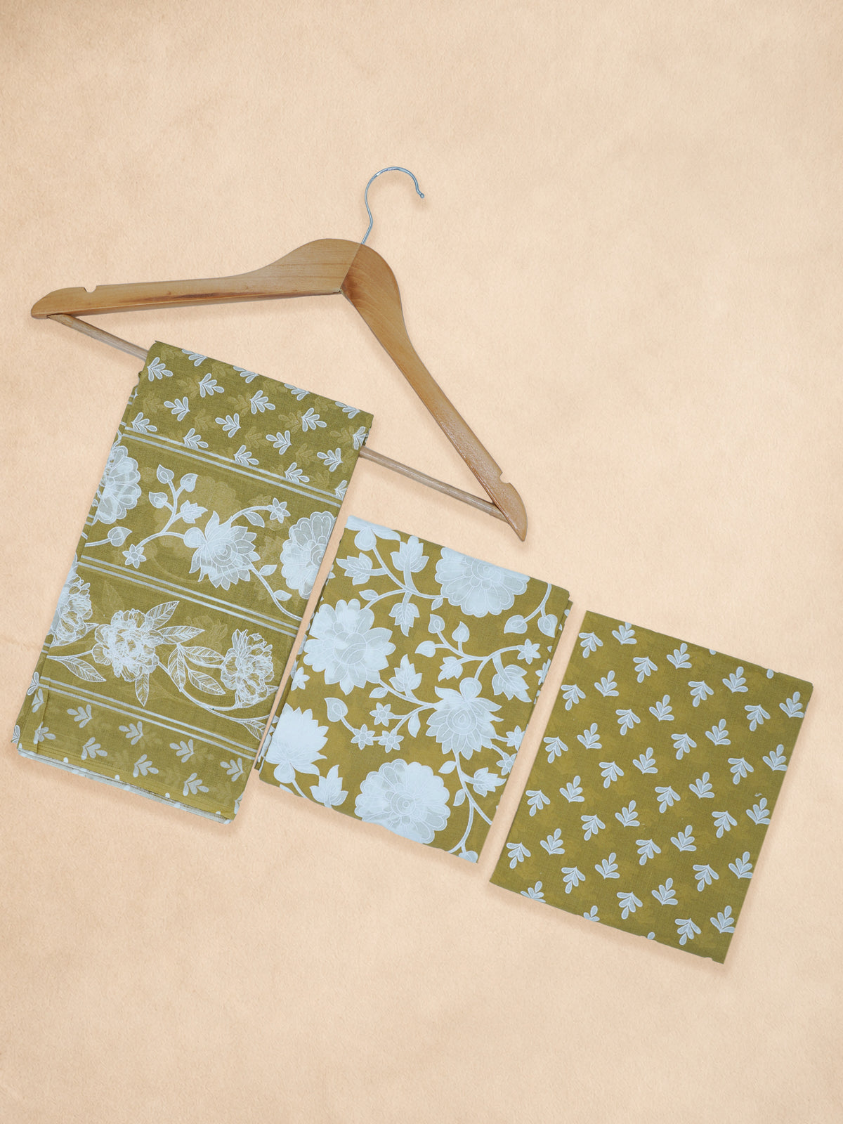 Women Pure Cotton Printed Green Dress Material DM395