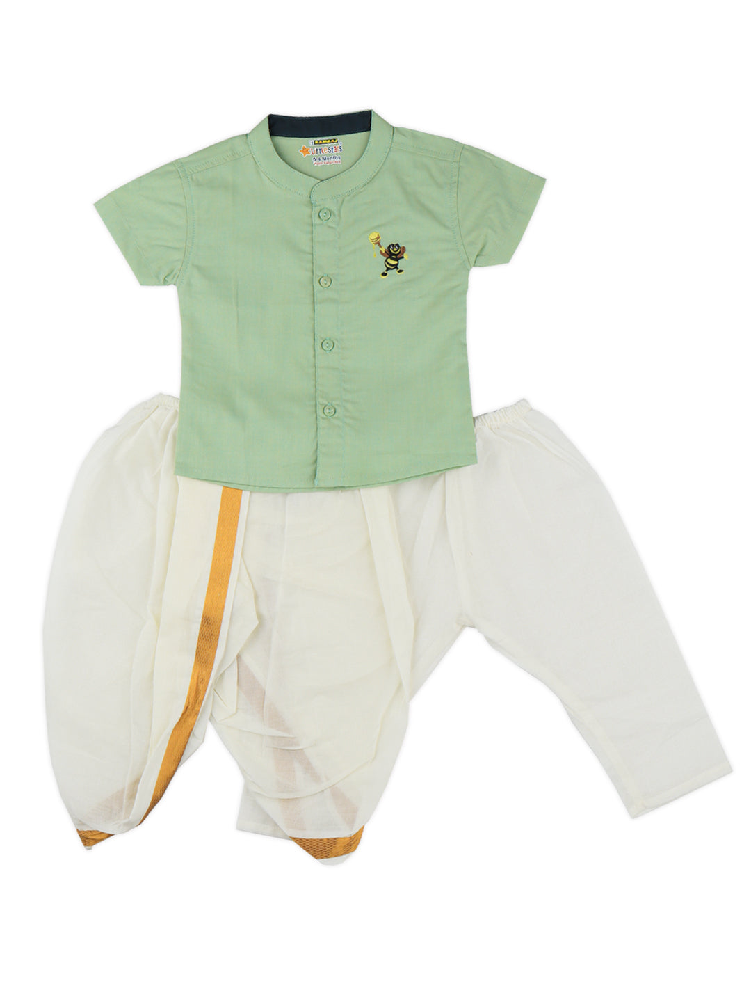 Born Baby Shirt with Pant and Panchakacham Set Green G62