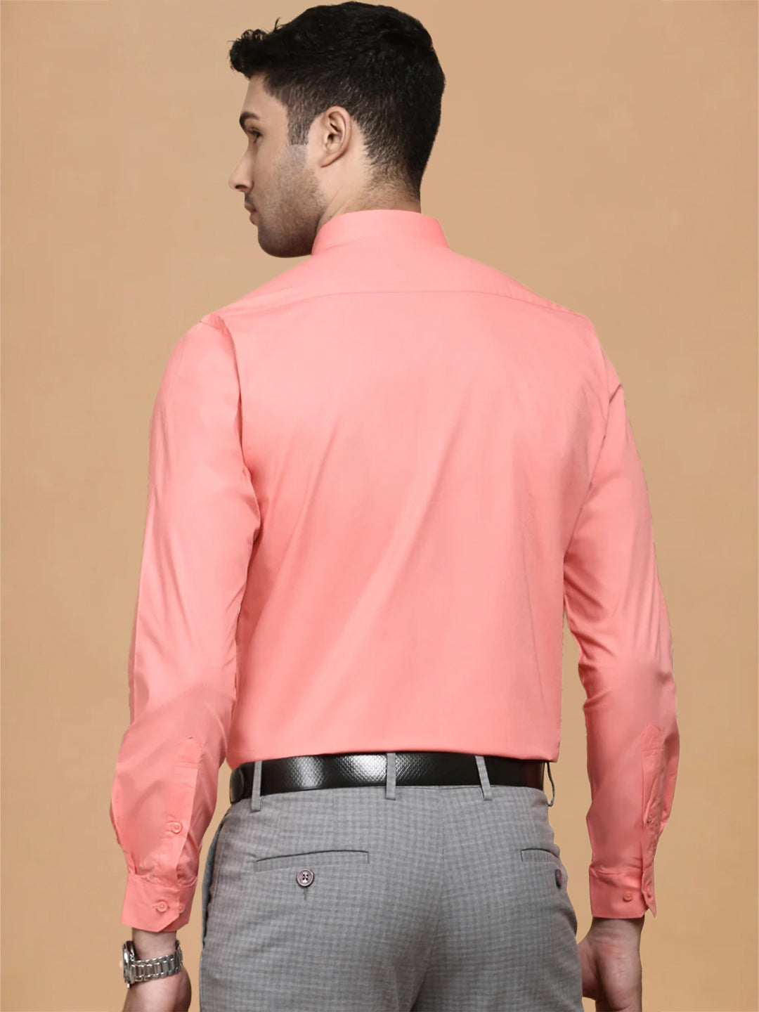 Cotton Spandex Light Pink 2 Way Stretch Smart Fit Shirt LY9