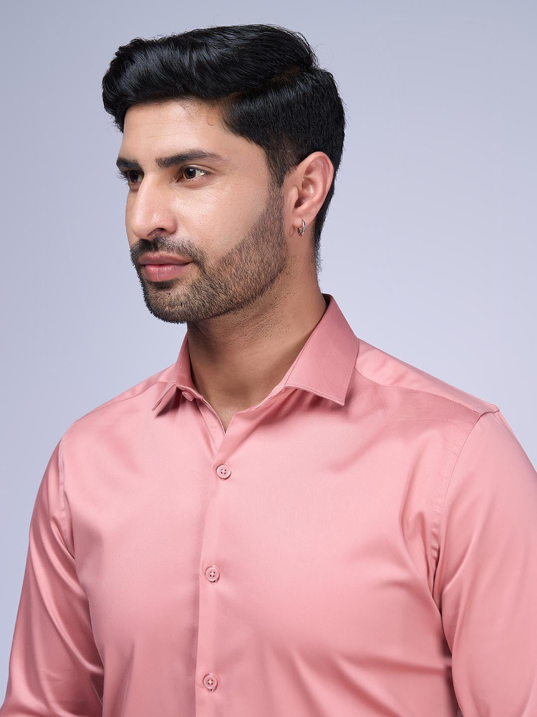 Men Stretch Cotton Shirt Peach FS24