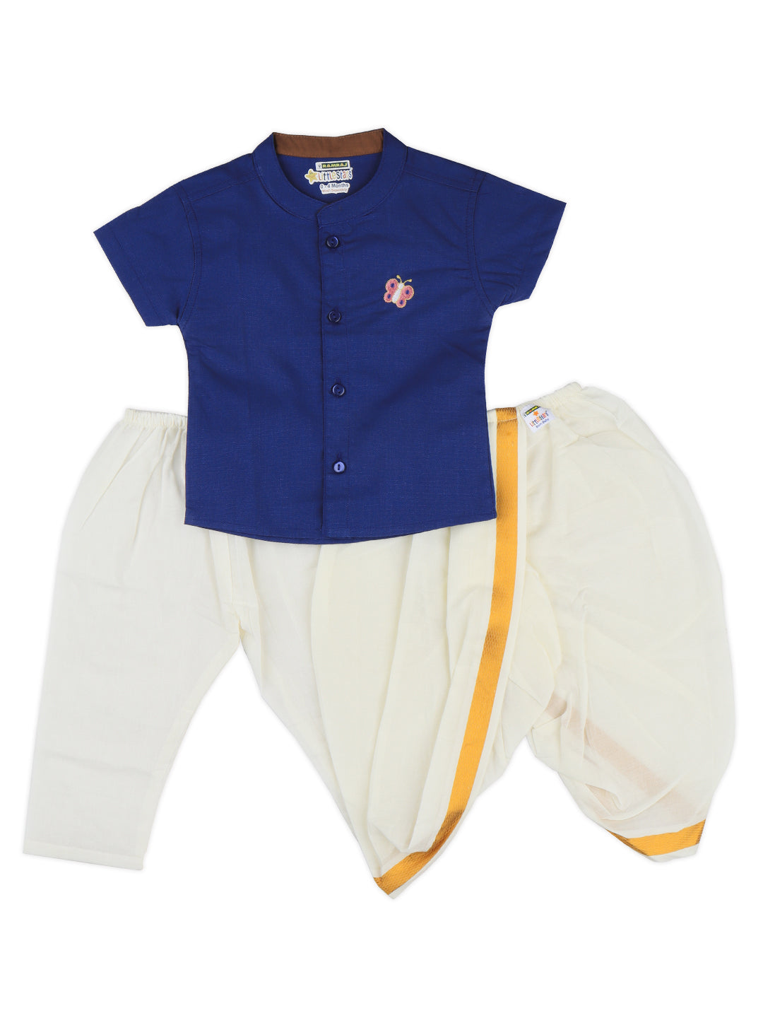 Born Baby Shirt with Pant and Panchakacham Set Dark Blue G6