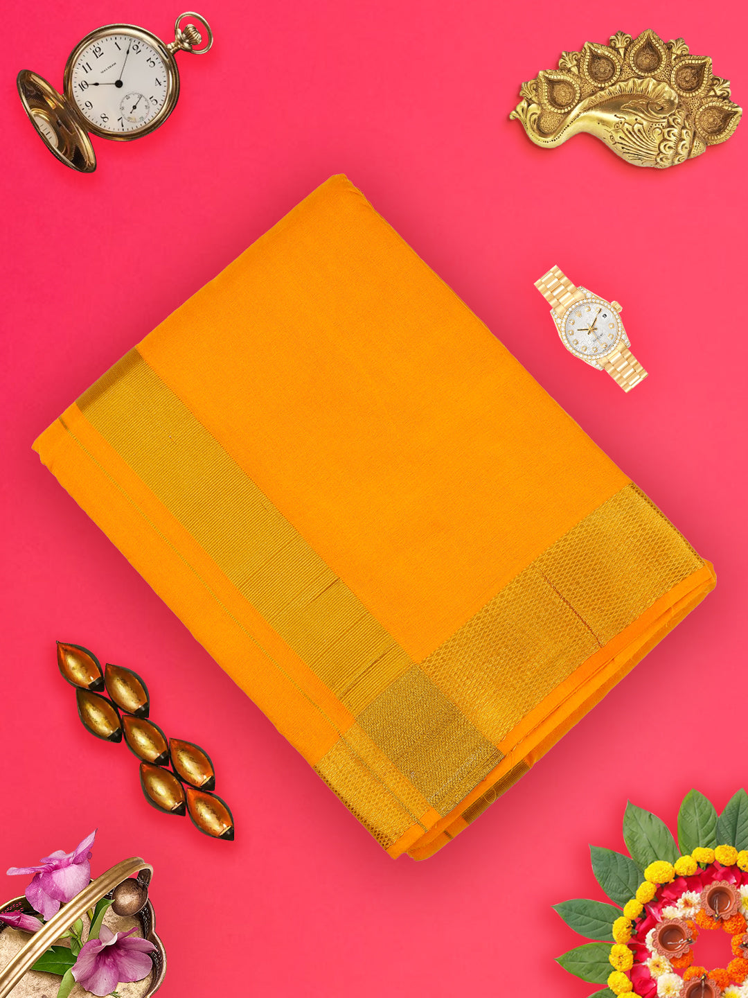 Mens Panchakacham Dhoti with Angavasthram Dheeksha Mango (9+5)