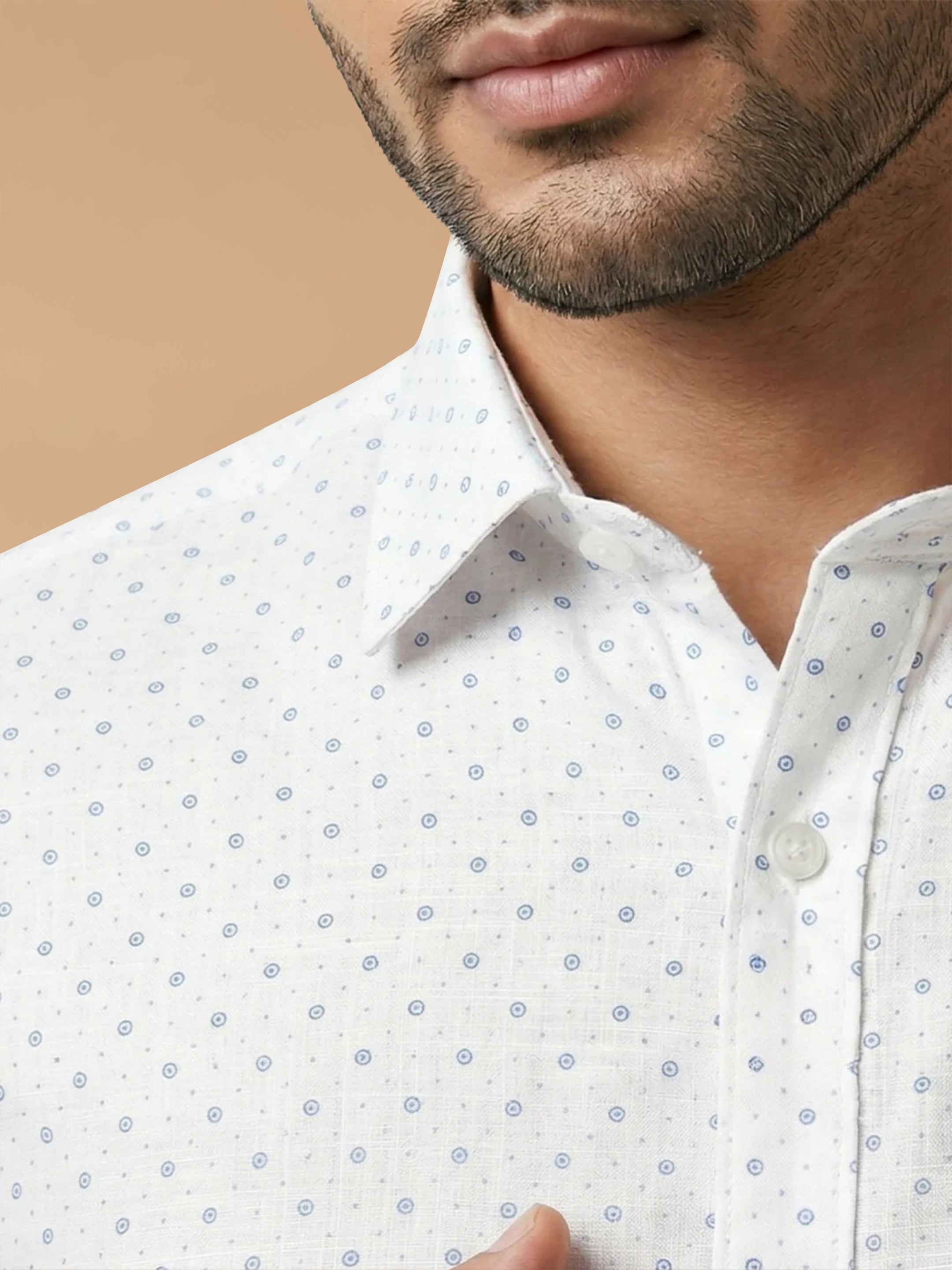 Cotton Rich White Printed Regular Fit Shirt T66 APT13