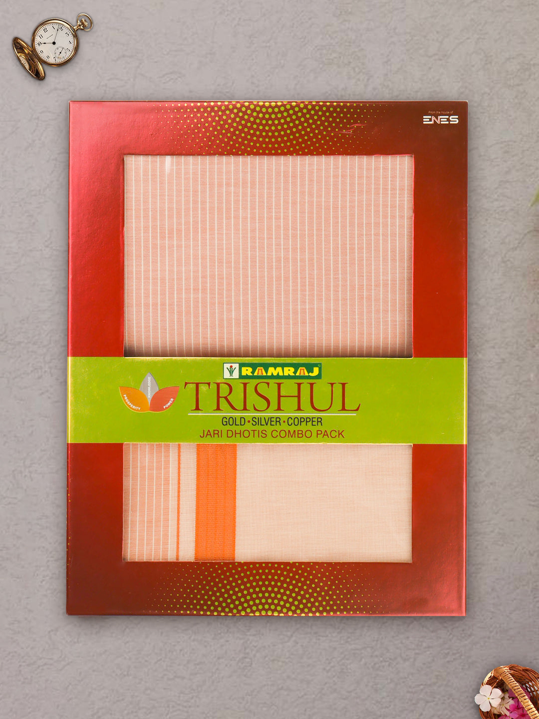 Men Tissue Copper Dhoti & Shirting Set Celebrity Delight