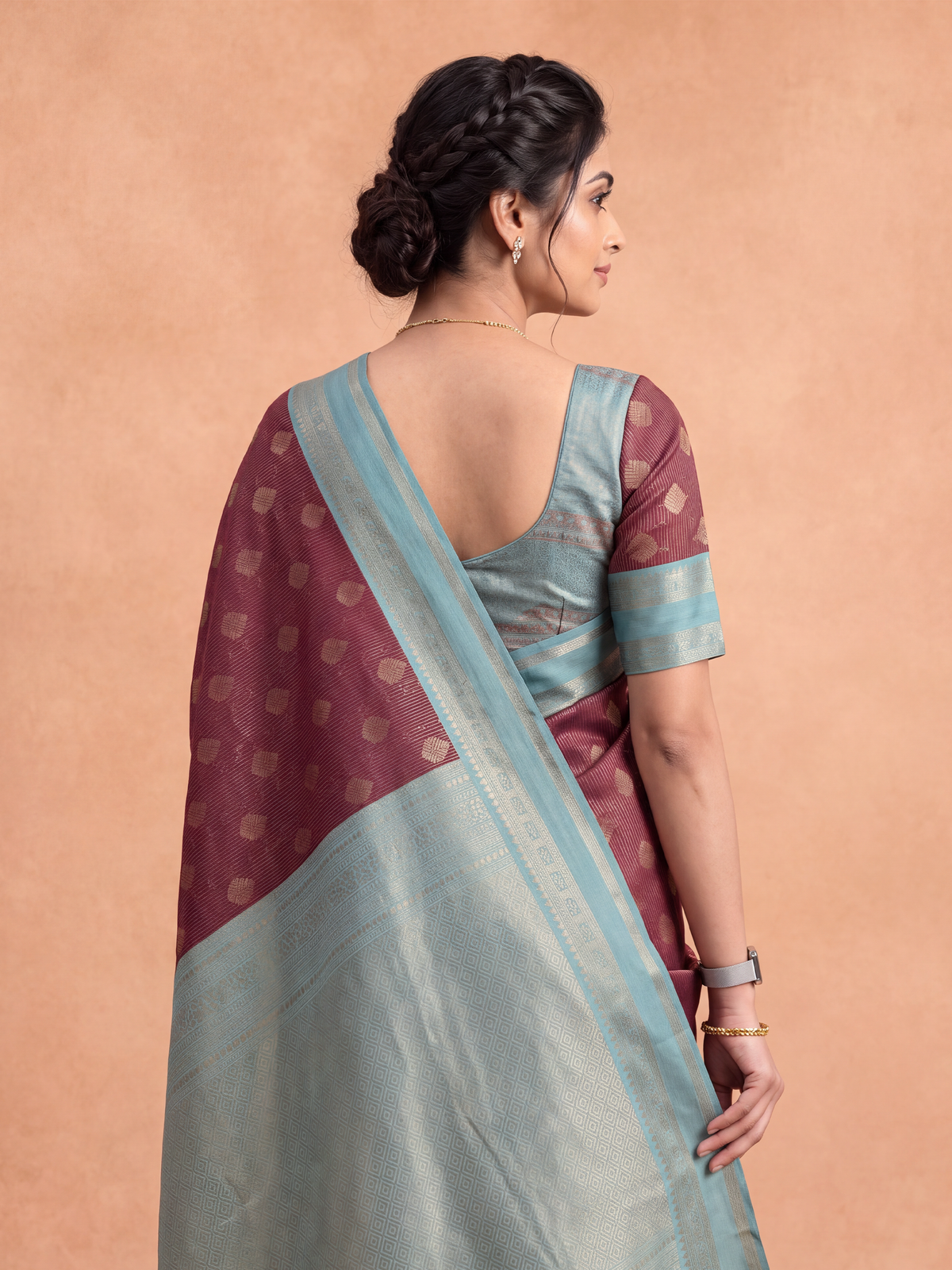 Women Art Silk Dark Purple with Blue Saree ASS153