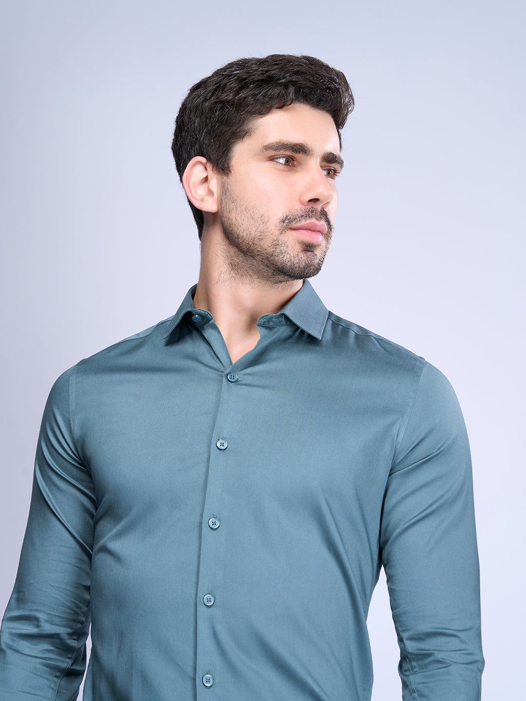 Men Slim Fit Blue Full Sleeves Shirt