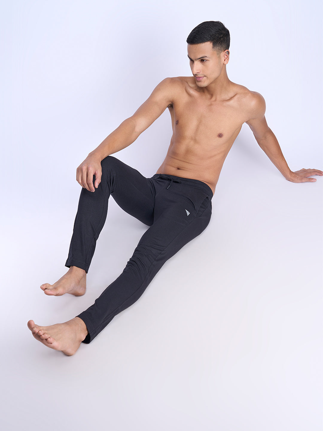 Men Combed Cotton Rich Track Pant with Side Pockets Black ETK1