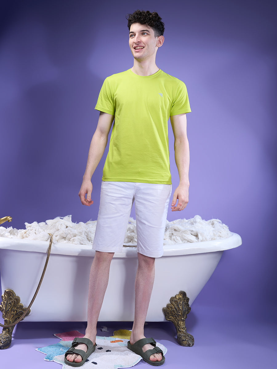 Men 100% Cotton Smart Fit Expert Tee Lime Green ET17