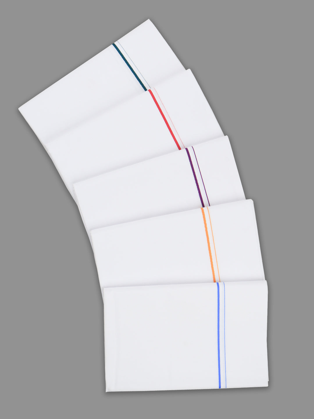 Men Cotton Blend Single Layer White Dhoti with Assorted Border