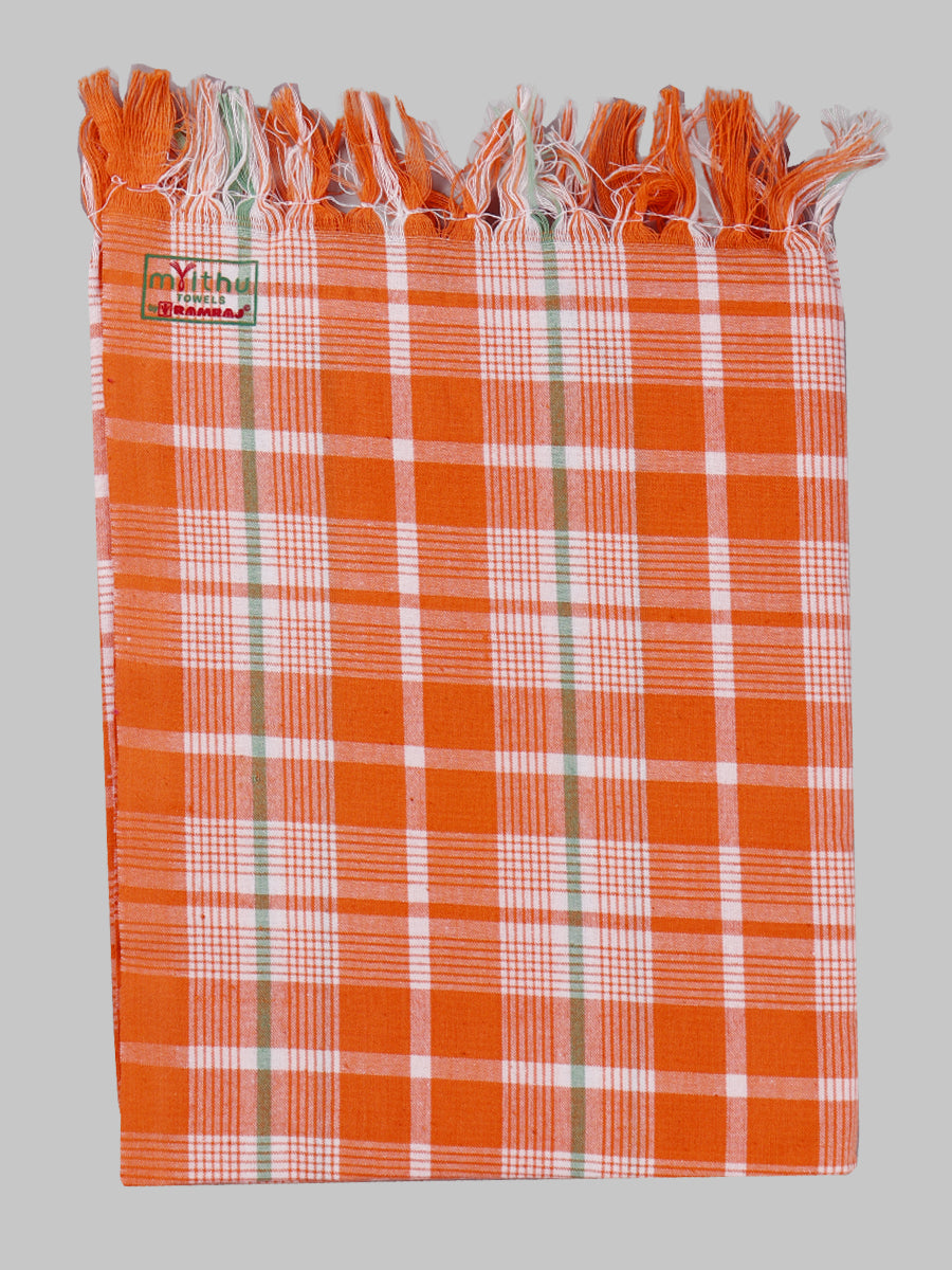 Cotton Colour Bath Towel Ever Green Plain-Dark orange