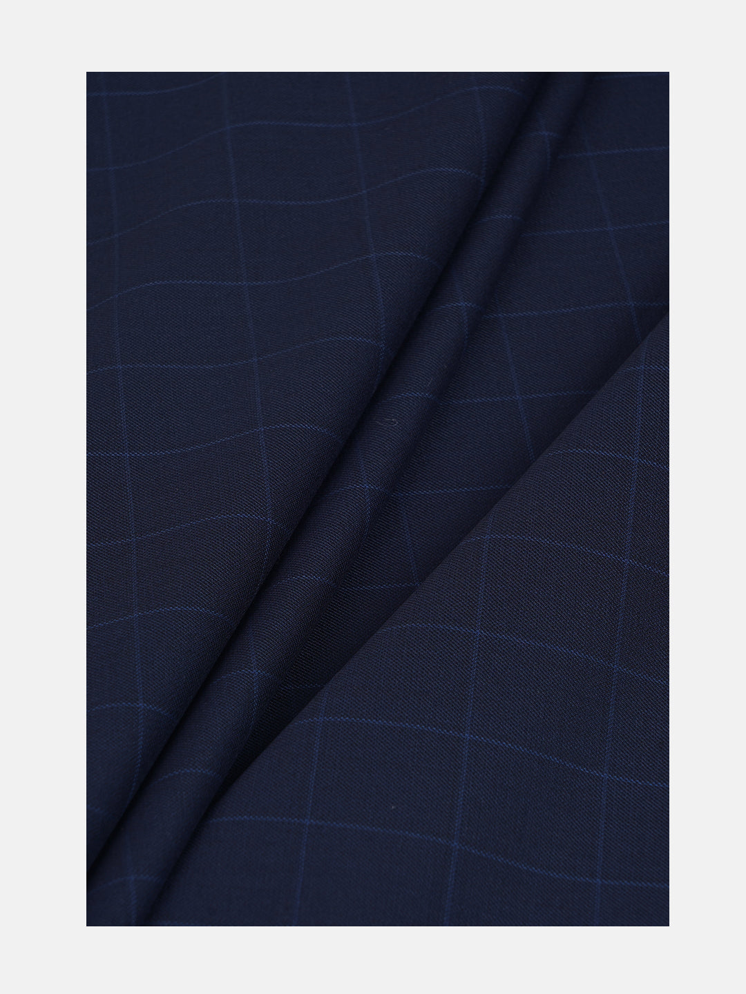 Men Wool Blended Checks Suiting Fabric Navy Star Wool
