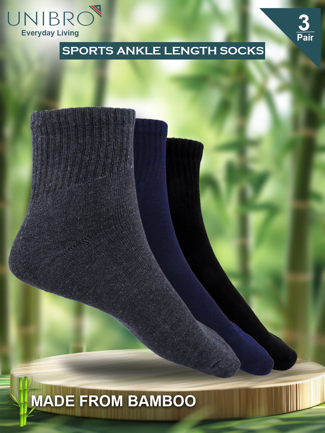 Men Assorted Bamboo Sports Ankle Length Socks SAS2