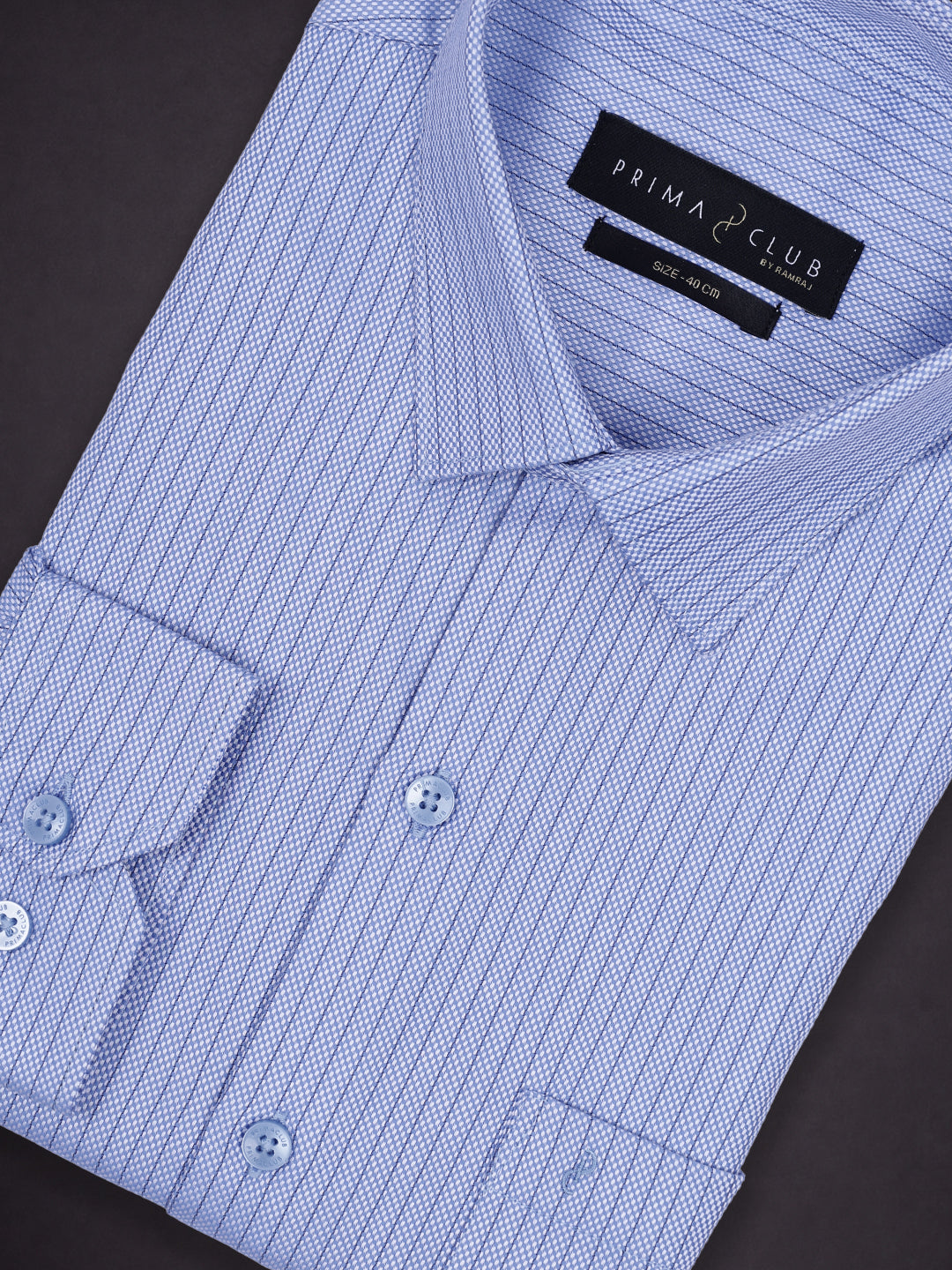 Prima Club Premium Cotton Dobby Light Blue Stripes Regular Fit Shirt SRAY1