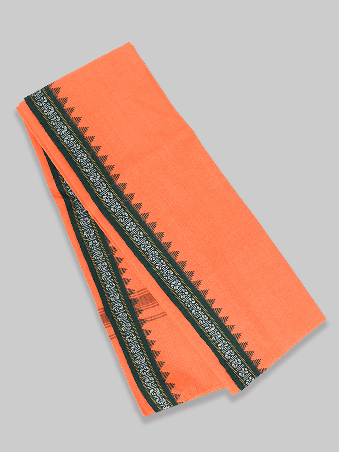 Men Fancy Border Angavastram Towel Orange