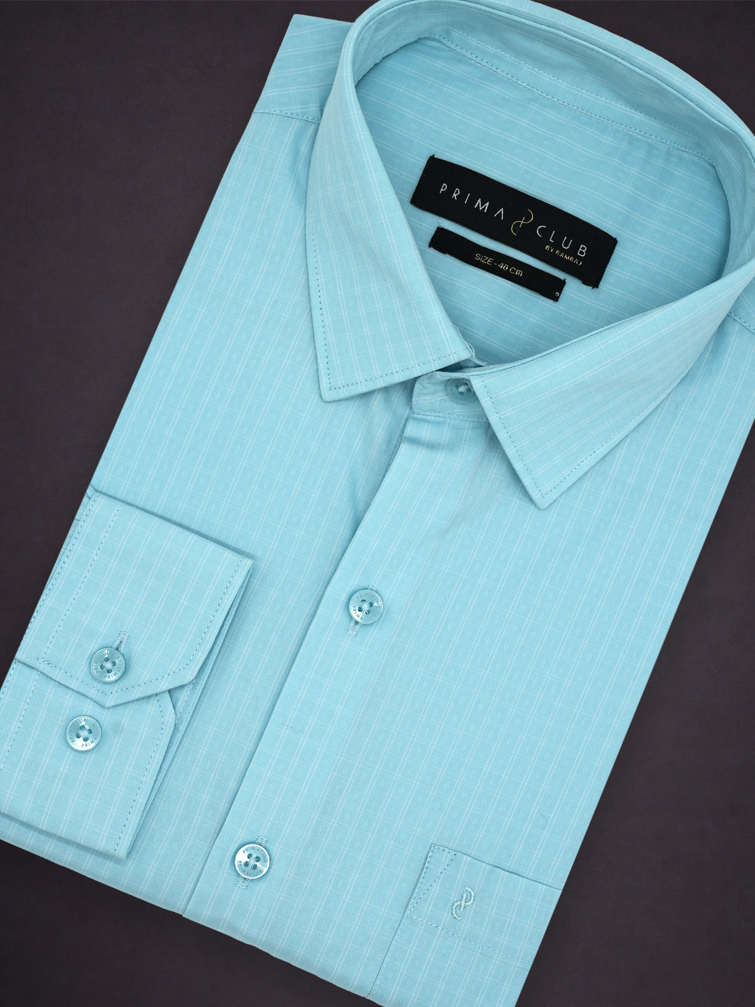 Prima Club Premium Cotton Dobby Aqua Green Checks Regular Fit Shirt SRBP4