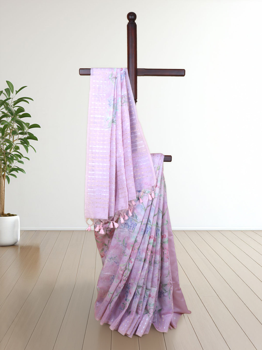 Women Light Pink Tissue Saree TS42