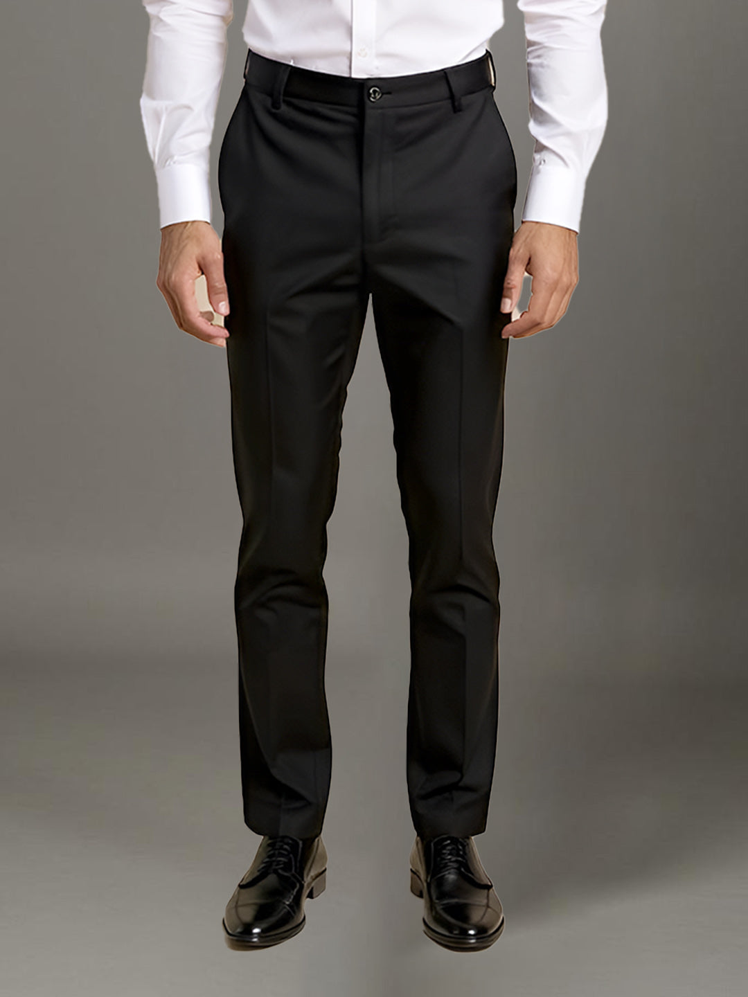 Men Cotton Lycra Black Smart Fit Pant Zara