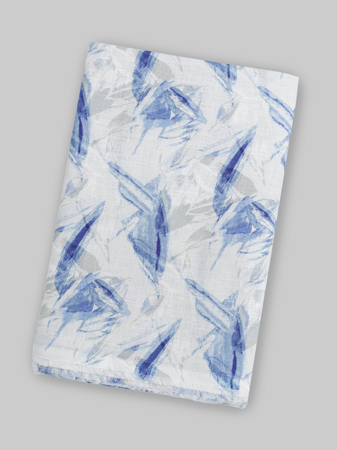 100% European Linen White with Blue Printed Shirt Fabric Fortuner